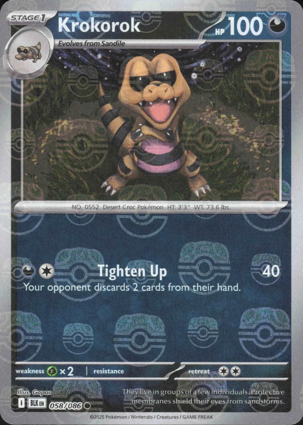 Black Bolt Krokorok [Master-Ball] Pokémon card